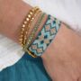 Charlotte Teal And Gold Beaded Friendship Bracelet, thumbnail 3 of 3