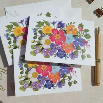 Whimsical Flower Garden A6 Folded Note Cards And Envelopes, 2 of 10