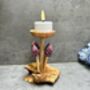 Purple Mushroom Candle Holder Teak Root Toadstool Gift, thumbnail 2 of 9