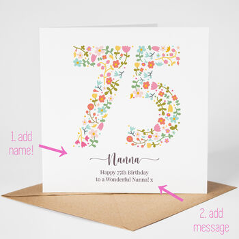 Floral Fun Personalised 75th Birthday Card, 2 of 5