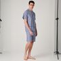 Men's 'Navy Spark' Stripe Crisp Cotton Short Pyjama Set, thumbnail 2 of 4
