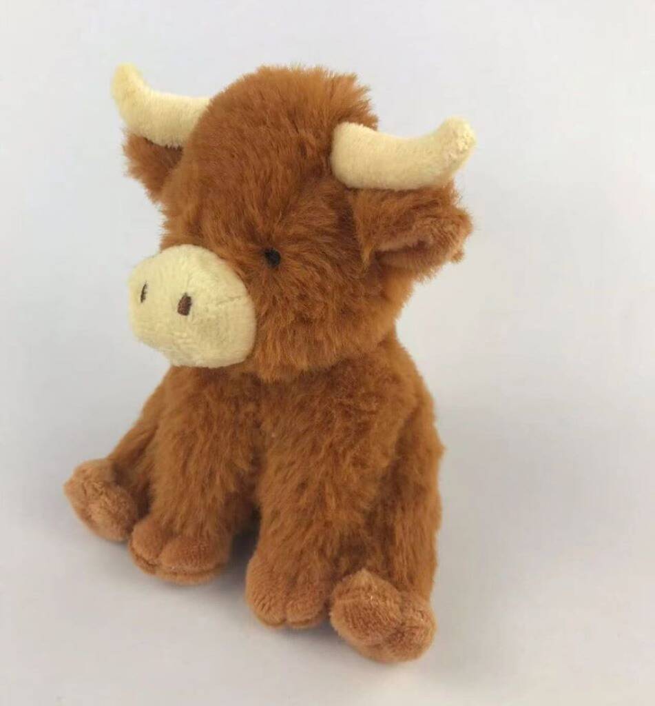 Double Sided Engraved, Longhorn Highland Soft Toy Cow By Jomanda Soft