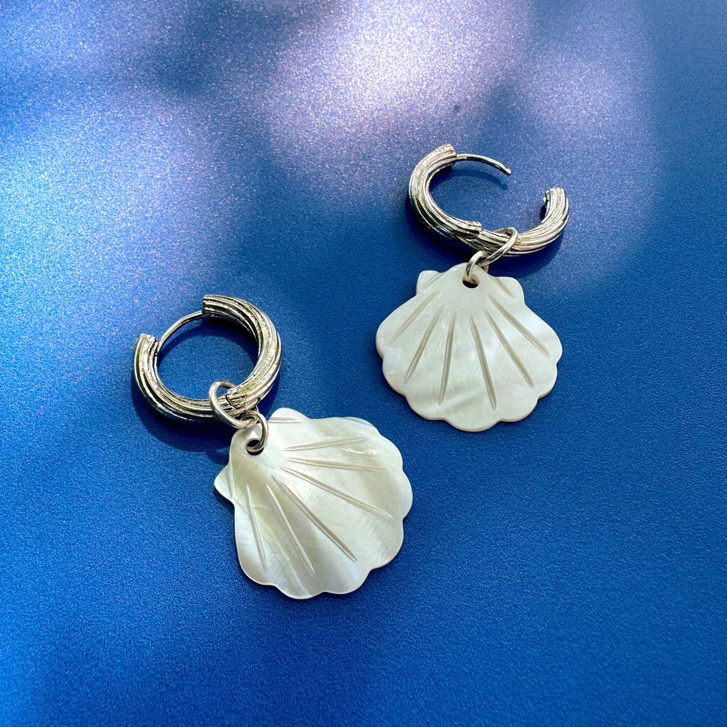 Mother Of Pearl Shell And Hoop Dangle Earrings By Lucent Studios ...