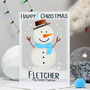 Personalised Snowman Baby 1st Christmas Card, thumbnail 3 of 8