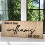 Personalised Wooden Couples Family Name Sign, thumbnail 2 of 6