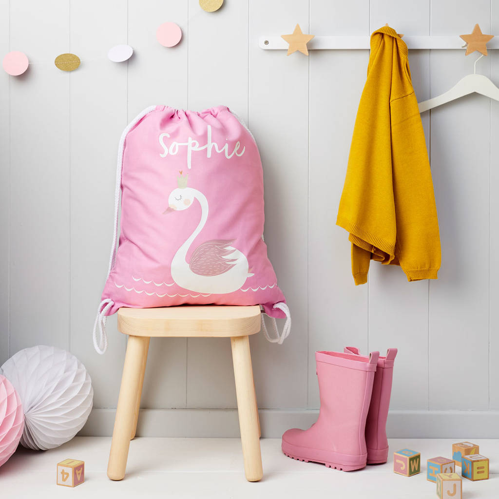 Children's Personalised Swan Nursery Or Pe Kit Bag By TillieMint