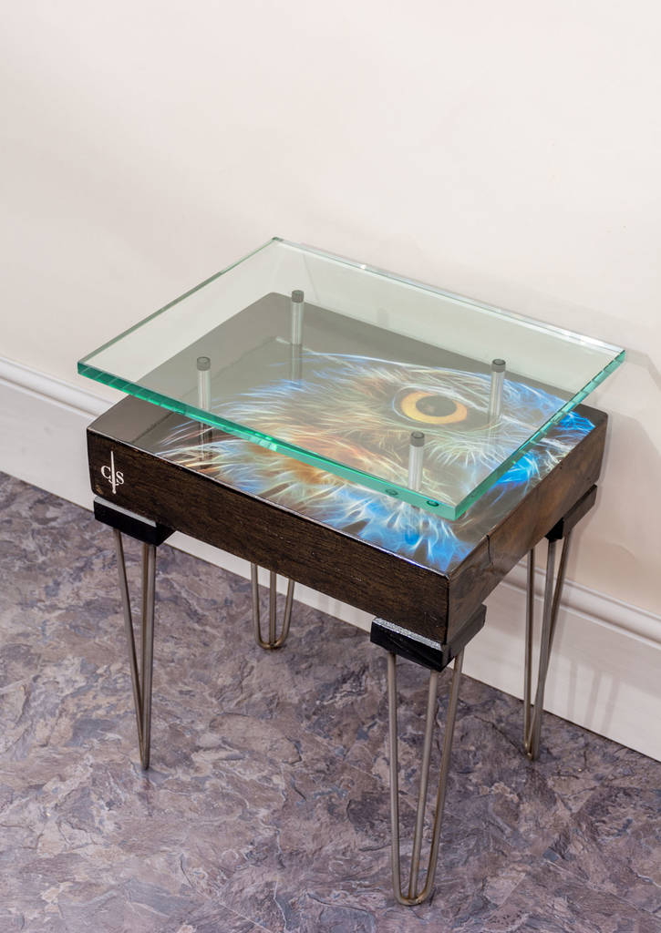 Handmade Vintage Electric Owl Side Table