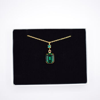 Emerald Green Crystal Pendant Necklace, 2 of 8