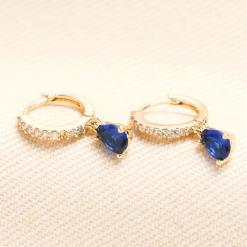 Birthstone Crystal Huggie Hoop Earrings In Gold, 10 of 12