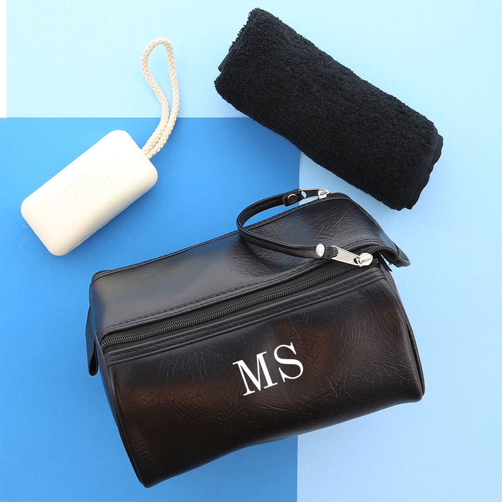 personalised mens wash bag and towel set by duncan stewart