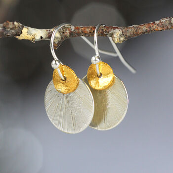 Mixed Metal Silver And Gold Disc Earrings, 9 of 11