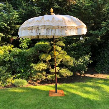 Cream And Gold Hand Painted Garden Parasol, 2 of 5