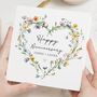 Personalised Floral Heart Anniversary Card For Couple, thumbnail 1 of 7
