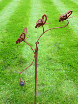 Brown Butterfly Garden Spinner Stake – Metal Finish, 3 of 4