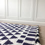 Navy And White Handwoven Rug, thumbnail 3 of 4