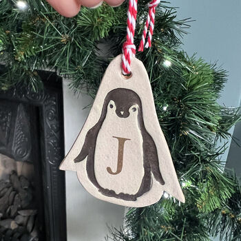 Ceramic Personalised Penguin Christmas Decoration, 4 of 7