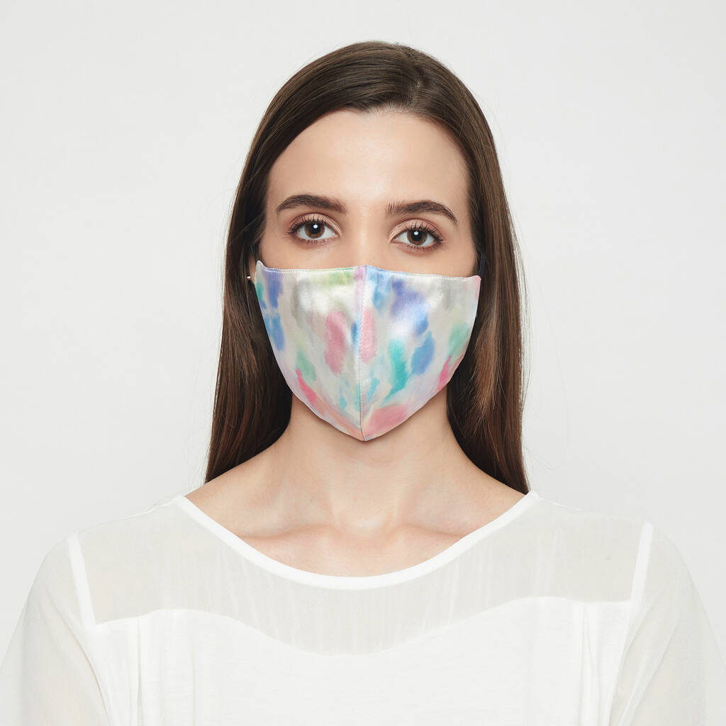 Multicolour Silk Face Mask With Lanyard, 1 of 6