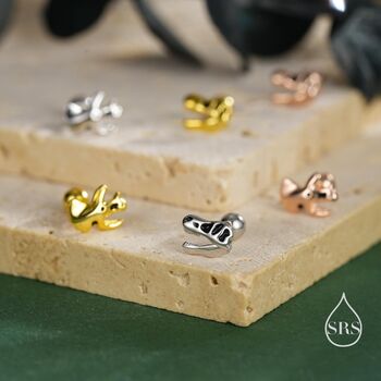 Mismatched Dinosaur Fossil Screw Back Earrings In Sterling Silver, 4 of 11