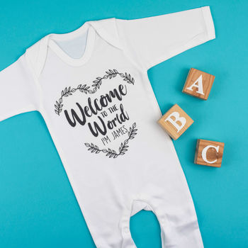Personalised Welcome To The World Babygrow Baby Gift, 6 of 9