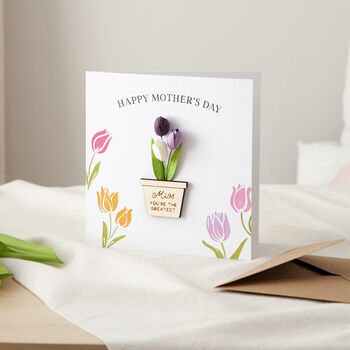 Paper Tulips Mother's Day 3D Planter Keepsake Card, 2 of 3