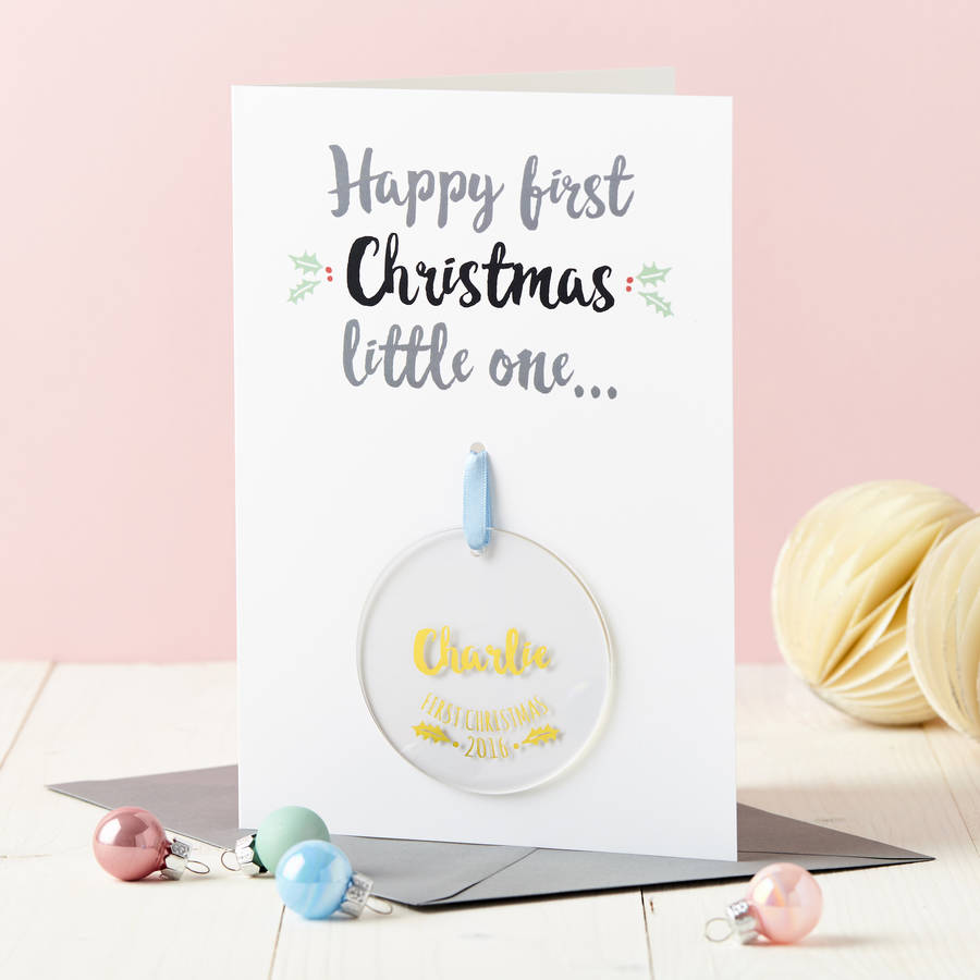 Baby's First Christmas Foiled Decoration Card, 1 of 4