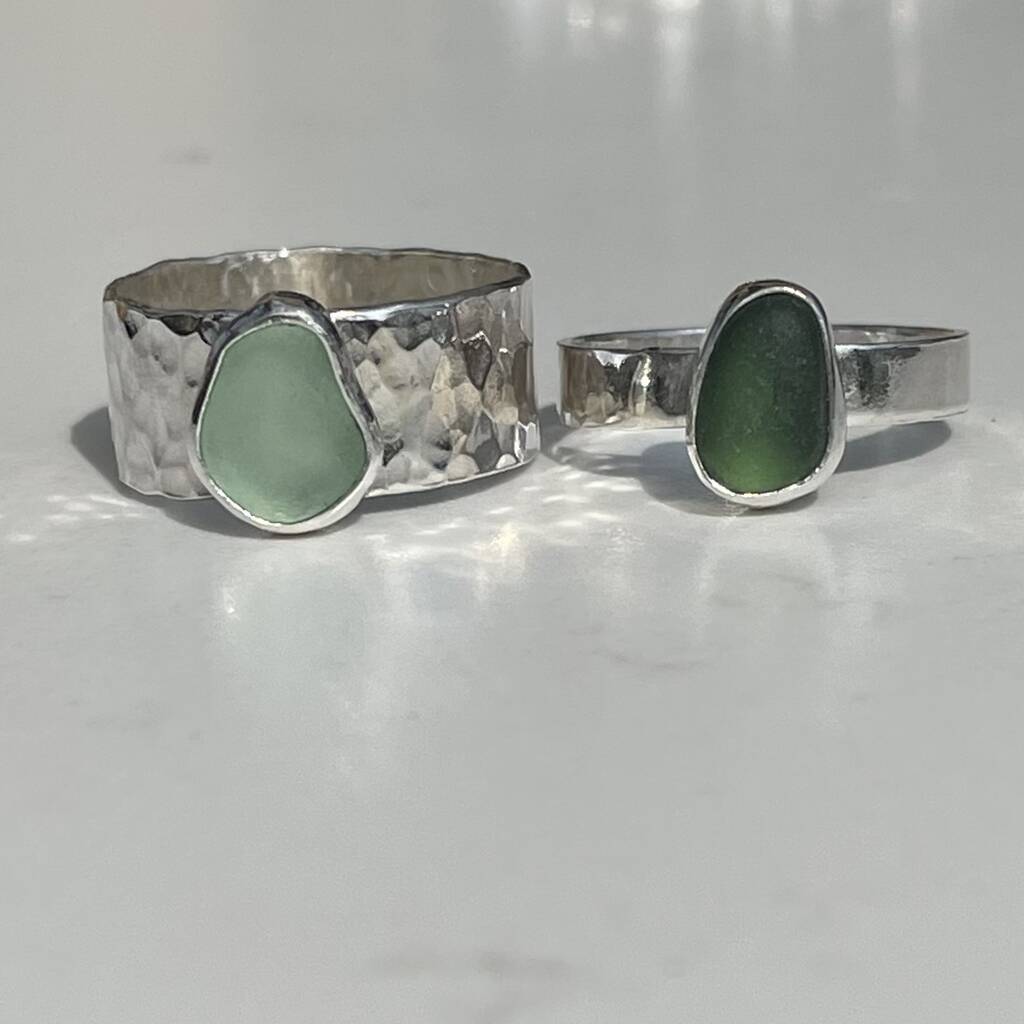 Thick Band Sea Glass Ring, 1 of 4