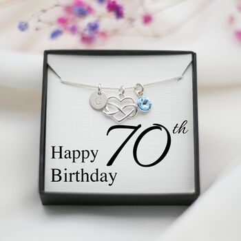 70th Birthday Necklace – Sterling Silver Heart Infinity Charm, Personalised Jewellery Gift For Her, 4 of 8