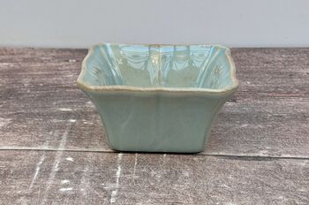 Turquoise Square Ramekin With Leaf Detail, 2 of 3
