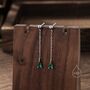 Emerald Green Droplet Dangle Stud Earrings, thumbnail 7 of 12