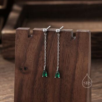 Emerald Green Droplet Dangle Stud Earrings, 7 of 12