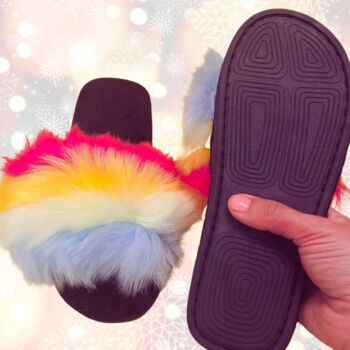 Christmas Slippers Fluffy Rainbow Joy, 3 of 4