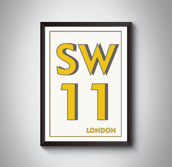 Sw11 Battersea, Clapham Junction London Postcode Print, 3 of 10