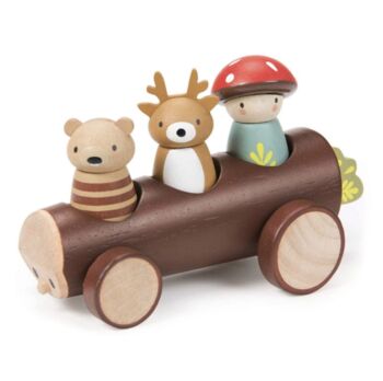 Wooden Log Toy Car With Figures, 2 of 2