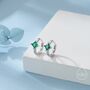 Sterling Silver Emerald Green Cz Crystal Huggie Hoop, thumbnail 1 of 11