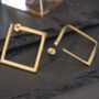 Square Earrings Gold Geometric Jewellery, thumbnail 3 of 6