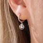 Starry Eyed Face Huggie Hoop Earrings Sterling Silver, thumbnail 3 of 9