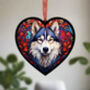 Alaskan Malamute Stained Glass Effect Heart Suncatcher, thumbnail 2 of 6