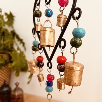 Handmade Recycled Metal Heart Wind Chime With Beads, 3 of 8