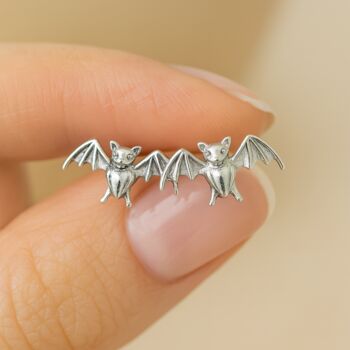 Sterling Silver Bat Stud Earrings, 2 of 5