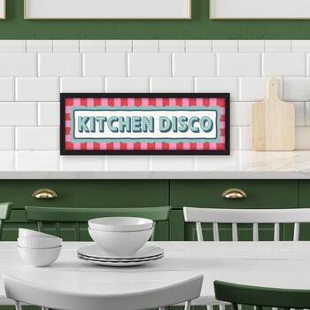 Stripe Border Framed Kitchen Disco Print, 4 of 4