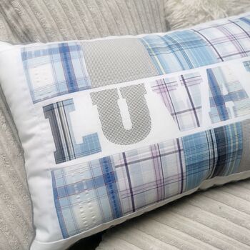 Memory Pillow, Keepsake Gift, Custom Made From Adult Clothes. Dads Shirts, Personalised Cushion, Decorative Patchwork Pillow, 10 of 12