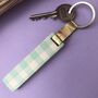 Personalised Teal Gingham Glitter Stick Keyring, thumbnail 2 of 4