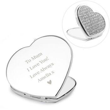 Personalised Diamante Heart Shaped Compact Mirror, 7 of 7