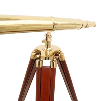 Adjustable 60 Inch Brass Telescope And Wooden Tripod, 6 of 7