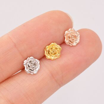 Petite Sterling Silver Rose Stud Earrings, 7 of 12
