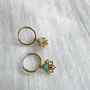 Lotus Flower Turquoise Huggie Hoops Gold Vermeil, thumbnail 5 of 6