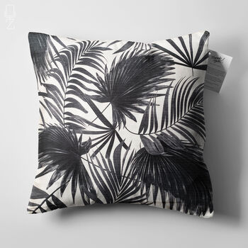 Tropical Black And White Leaves Cushion Cover, 5 of 7