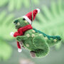 Personalised Felt T Rex Dinosaur Christmas Decoration, thumbnail 5 of 5
