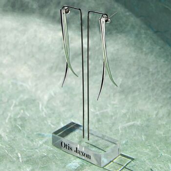 Long Drop Spiked Sterling Silver Ear Jacket Earrings, 4 of 7