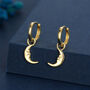 Sterling Silver Crescent Moon Face Hoop Earrings, thumbnail 6 of 12